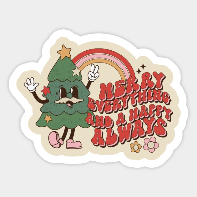 Retro Funny Merry Everything Christmas Sticker by Mix Master Repeat